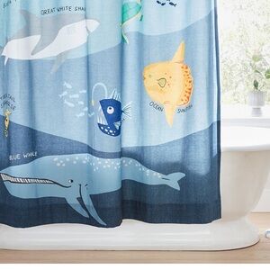 Pottery Barn Kids Save Our Seas Shower Curtain, EUC